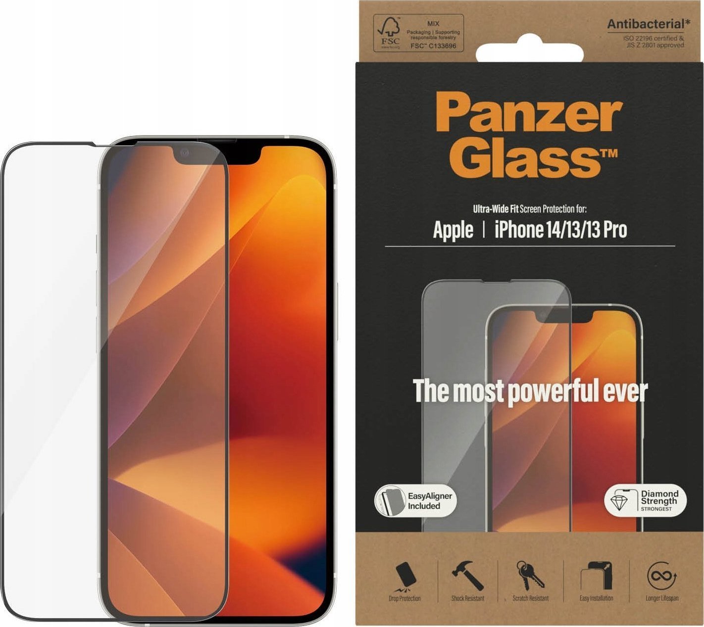 PanzerGlass PanzerGlass Ultra-Wide Fit iPhone 14 / 13 Pro / 13 6,1` Screen Protection Antibacterial Easy Aligner Included 2783