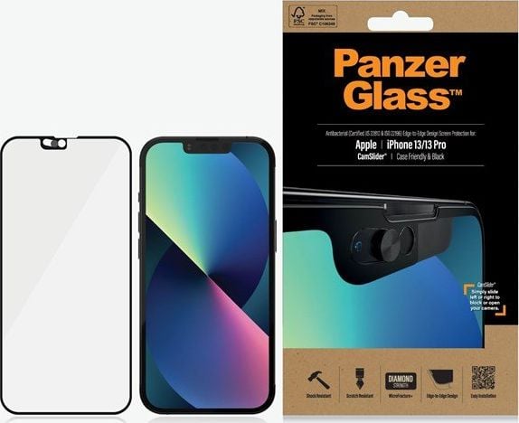 PanzerGlass E2E Microfracture Glass iPhone 13 /13 Pro negru/negru