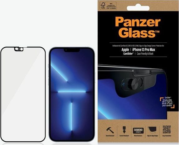PanzerGlass E2E Microfracture Glass iPhone 13 Pro Max negru/negru