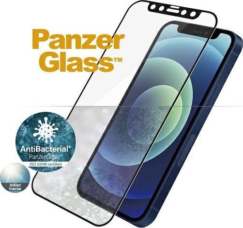 Sticlă securizată PanzerGlass pentru iPhone 12 mini, prietenoasă cu carcasă, anti-orbire, negru (2719)