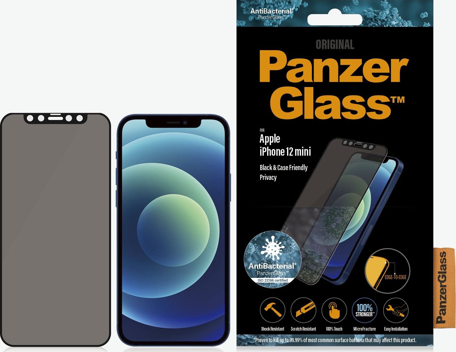 Sticlă securizată PanzerGlass pentru iPhone 12 Mini Privacy Black (P2710)