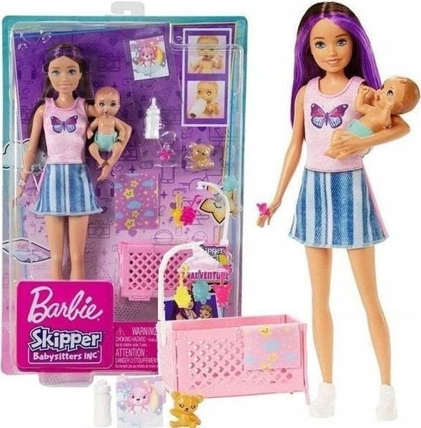 Papusa Barbie Mattel Skipper Babysitter Patut + Bebelus HJY33