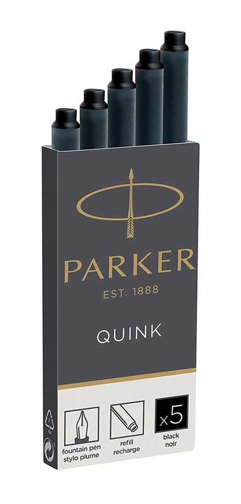 Patroane stilou mari negre 5 bucati/cutie Parker Quink S0116200