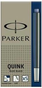Mine, rezerve si cerneala - Cartuse lungi Parker Quink, Albastru inchis permanent, 5 buc