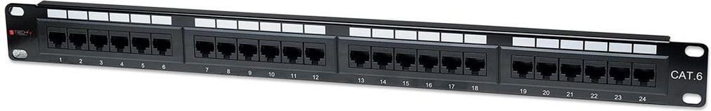 Patch Panel Techly UTP, Categoria 6, 24 de porturi, Conector RJ-45, Negru