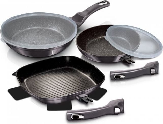 Set tigai cu maner detasabil (5 piese) Metallic Line Carbon Pro Edition BerlingerHaus BH 7048