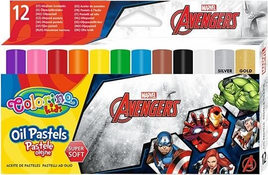 Patio Pasteluri cu ulei triunghiular 12 culori + ascuțitoare de creion Avengers