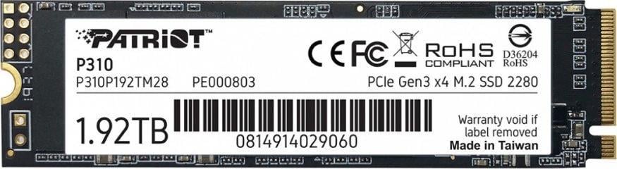 Patriot P310 1,92 TB M.2 2280 PCI-E x4 Gen3 NVMe SSD (P310P192TM28)
