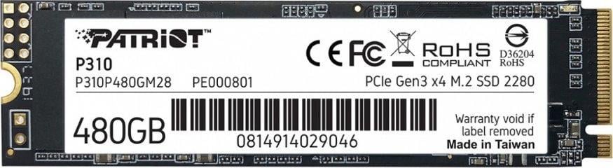 Patriot P310 480GB M.2 2280 PCI-E x4 Gen3 NVMe SSD (P310P480GM28)