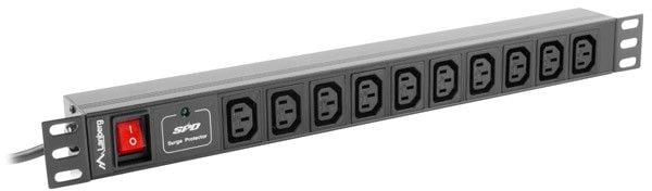 PDU din aluminiu pentru montarea in dulap de server , Lanberg , 1U 10A 10 prize IEC C13 2m , negru