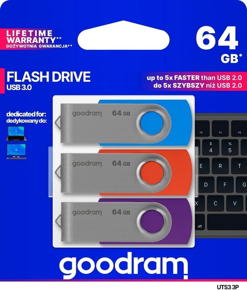 Unitate flash GoodRam UTS3 (pachet de 3), 64 GB (UTS3-0640MXR11-3P)