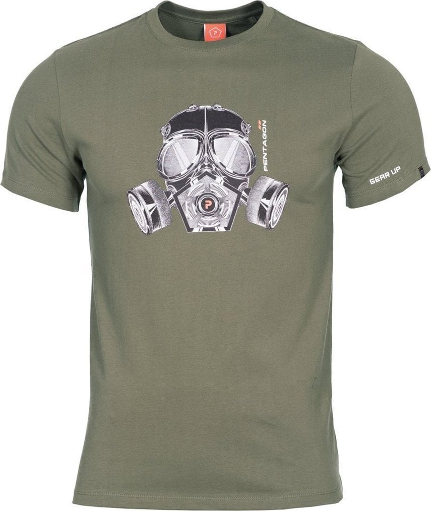 Pentagon T-shirt Pentagon Ageron Gas Mask, Olive (K09012-GM