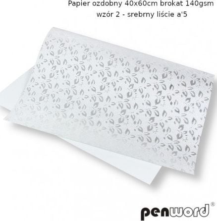 Penword HÂRTIE CRAFT 40x60cm GLITTER 140gsm MODEL 2 - FRUNZE ARGINTII a5 Penword