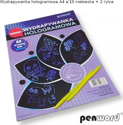 Penword HOLOGRAMĂ RAZURIBILĂ A4 a10 ALBASTRU + 2 stilouri Penword