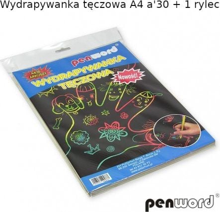 Penword PENWORD A4 a30 card răzuibil curcubeu + 1 stilou Penword