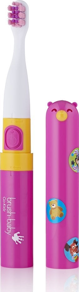 Periuta de dinti electrica Brush Baby Go-Kidz, roz, +3 ani, Pe baterii,Fara senzor de presiune