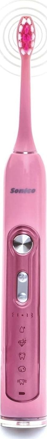 Periuta de dinti sonica Sonico Professional Pink. Pentru adulti,Reîncărcabil,Fara senzor de presiune,Durata de viata a bateriei 100 de minute