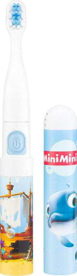 Periuta de dinti Vitammy Sonic Smile MiniMini+ Dolphin Finek Blue,Pentru copii, Pe baterii, Fara senzor de presiune