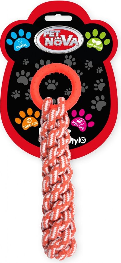 Pet Nova este o frânghie TPR portocalie de 30 cm pentru câini.