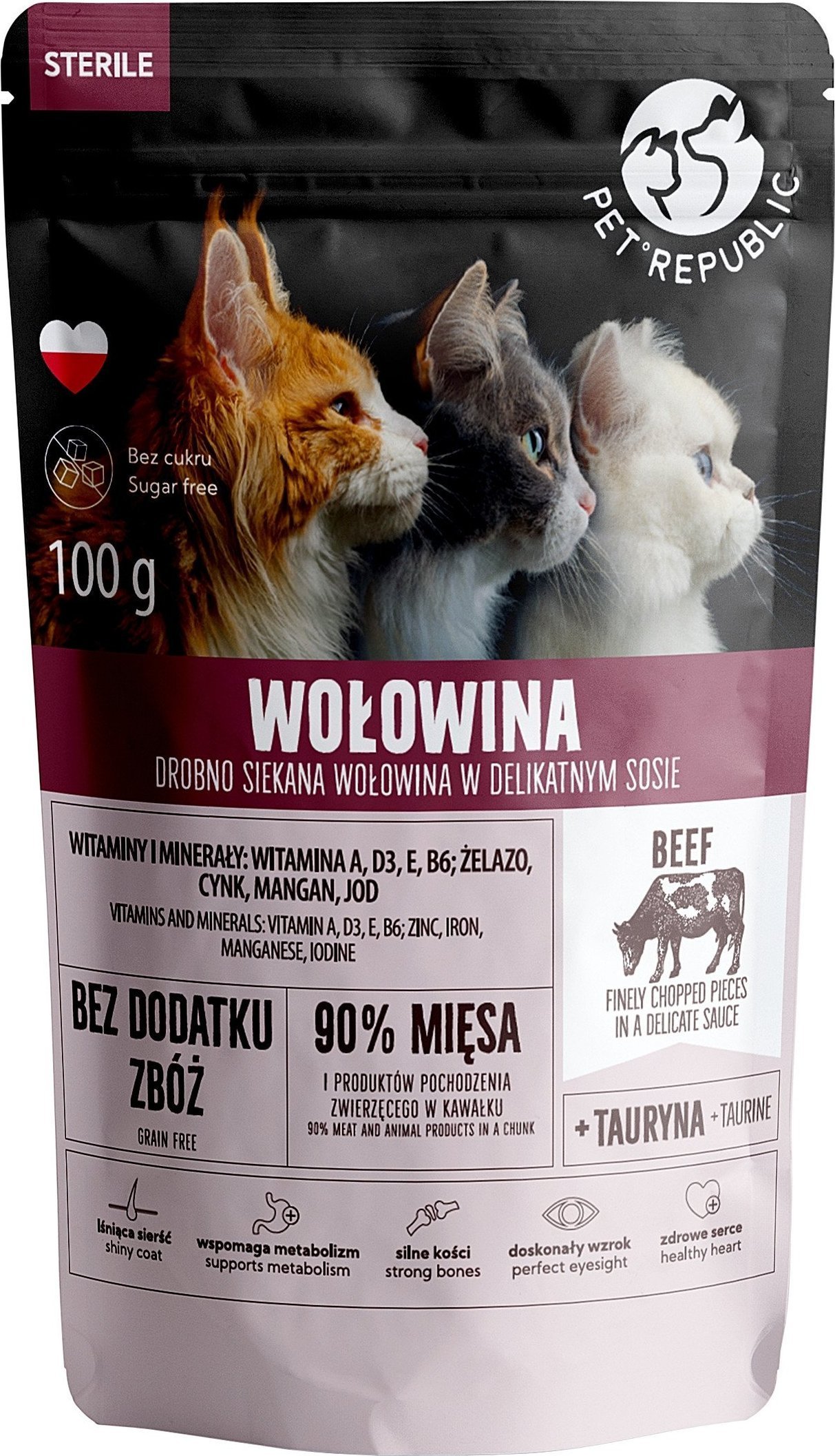 Pet Republic PET REPUBLIC PISIC punga 100g sos CARNE DE VITA STERIL /24