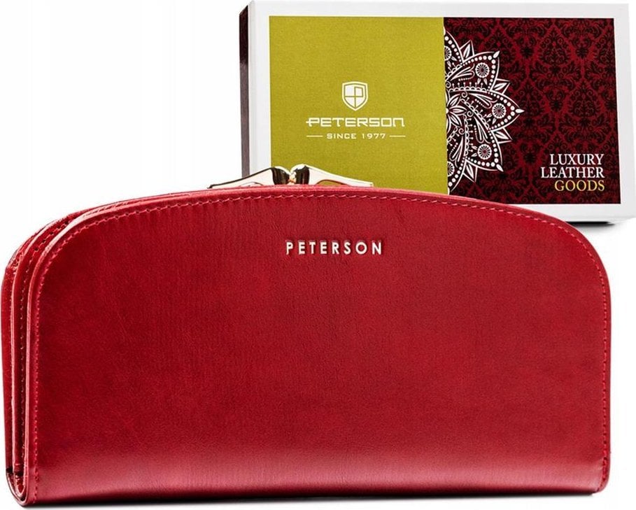 Peterson Portofel mare din piele pentru femei cu închidere cu cârlig și buclă - Peterson