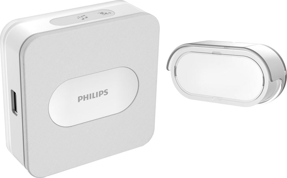 Philips Philips WelcomeBell Plugin sonerie wireless, 4 melodii, încărcător USB, rază de operare max. 300m,531115