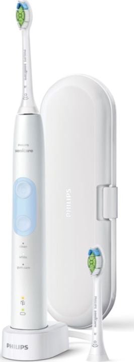 Periuță de dinți sonică Philips Sonicare ProtectiveClean 5100 albă, Pentru adulti, Reîncărcabil,Cu un senzor de forță de presiune, Durata de viata a bateriei 80 de minute