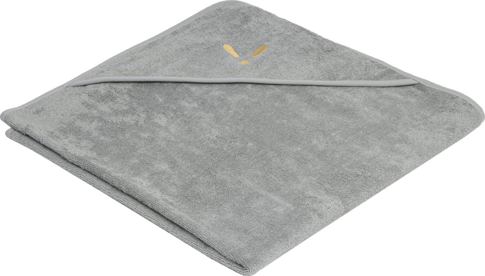 Piapimo Prosop cu gluga 75 x 75 cm bambus si bumbac gri cu broderie TowelPower colectia Piapimo