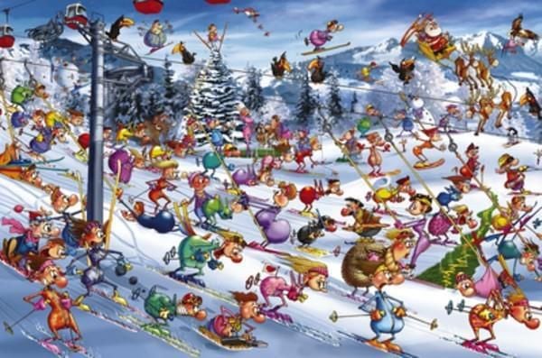 Puzzle 1000 piese Piatnik - Christmas Skiing, Francois Ruyer
