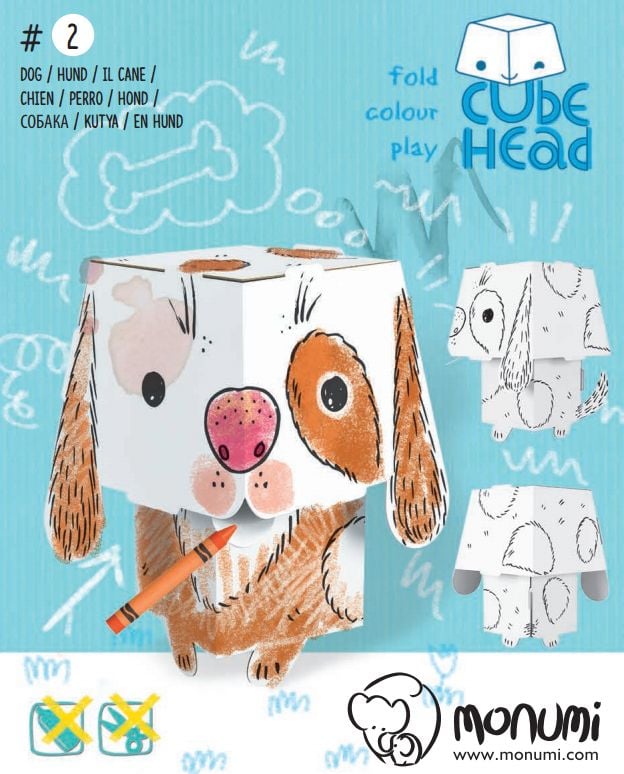 Cube Head Dog Asamblare și Colorare