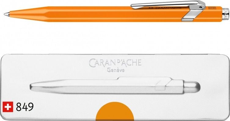 Pix Caran d`Arche CARAN D'ACHE 849 Pop Line Fluo, M, la cutie, portocaliu