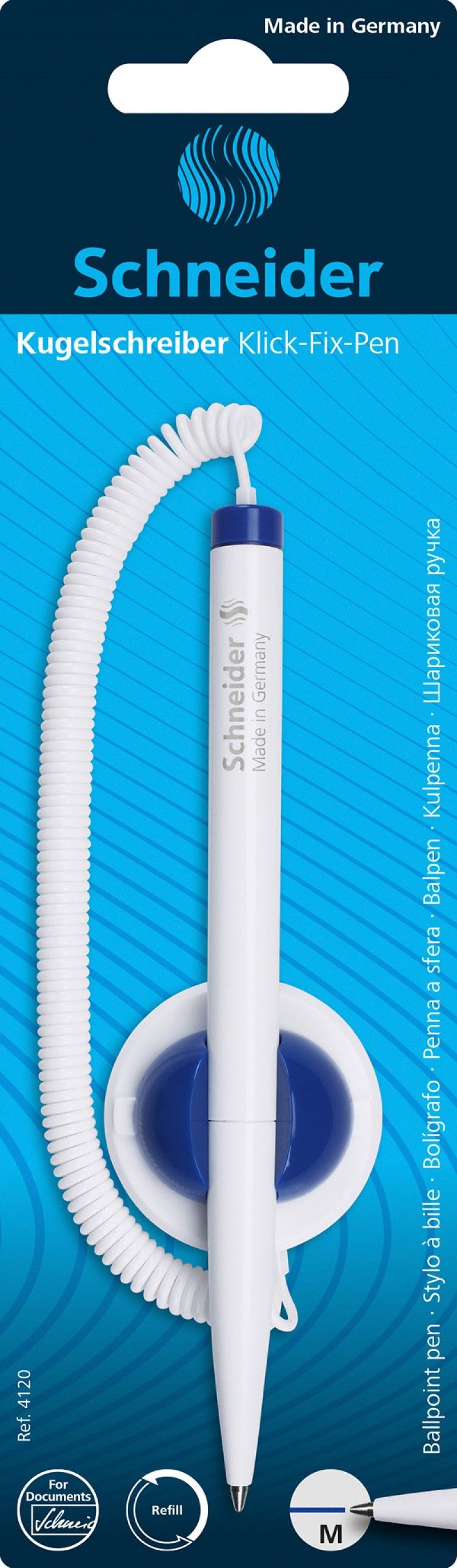Pix Schneider Klick-Fix-Pen SCHNEIDER, cu arc, autoadeziv, M, blister, alb/albastru