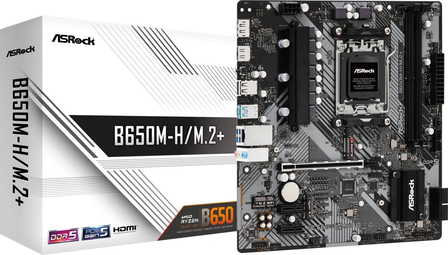 Placa de baza ASRock B650M-H/M.2 + Placa de baza AM5 2DDR5 HDMI/DP mATX
