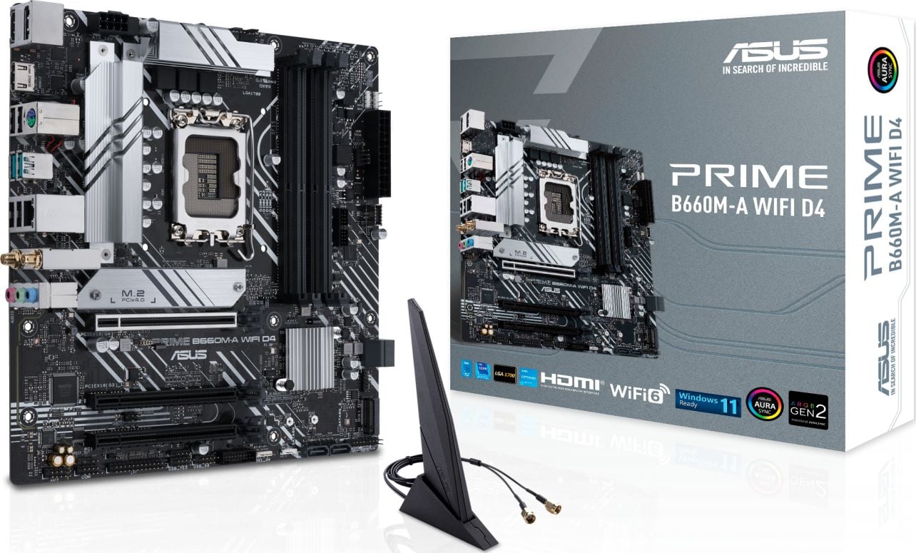 Placa de baza Asus PRIME B660M-A WIFI D4, Micro ATX, Intel B660, Socket 1700, DDR4, 4 sloturi