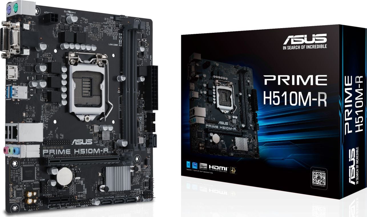 Placa de baza Asus PRIME H510M-R-SI, Micro ATX, Intel H510, Socket 1200, DDR4, 2 sloturi