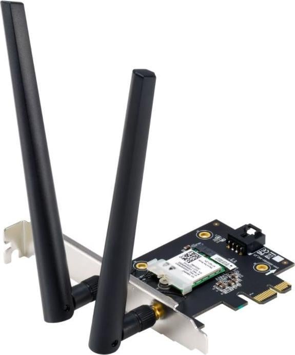 Placa de retea ASUS PCE-AX1800, AX1800, Dual-Band, Wi-Fi 6, PCIe, Bluetooth 5.2, 2 antene Wi-Fi