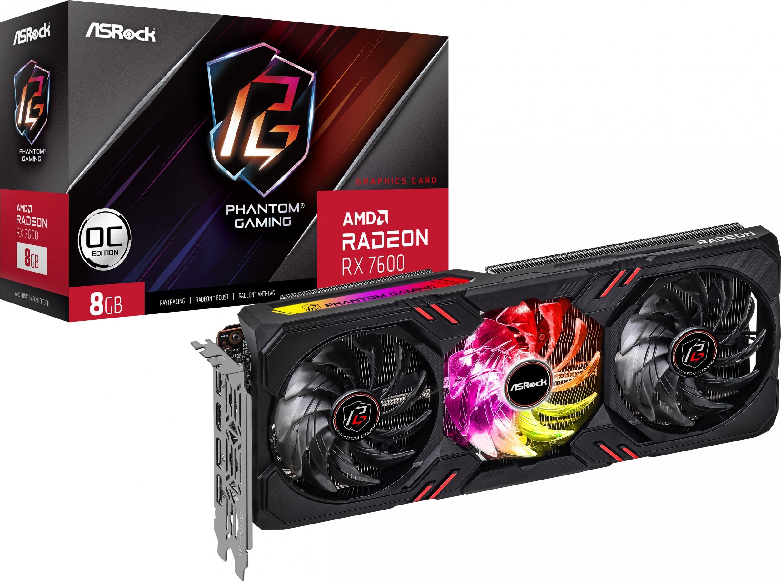 Placă grafică ASRock Radeon RX 7600 Phantom Gaming OC 8GB GDDR6 (RX7600 PG 8GO)