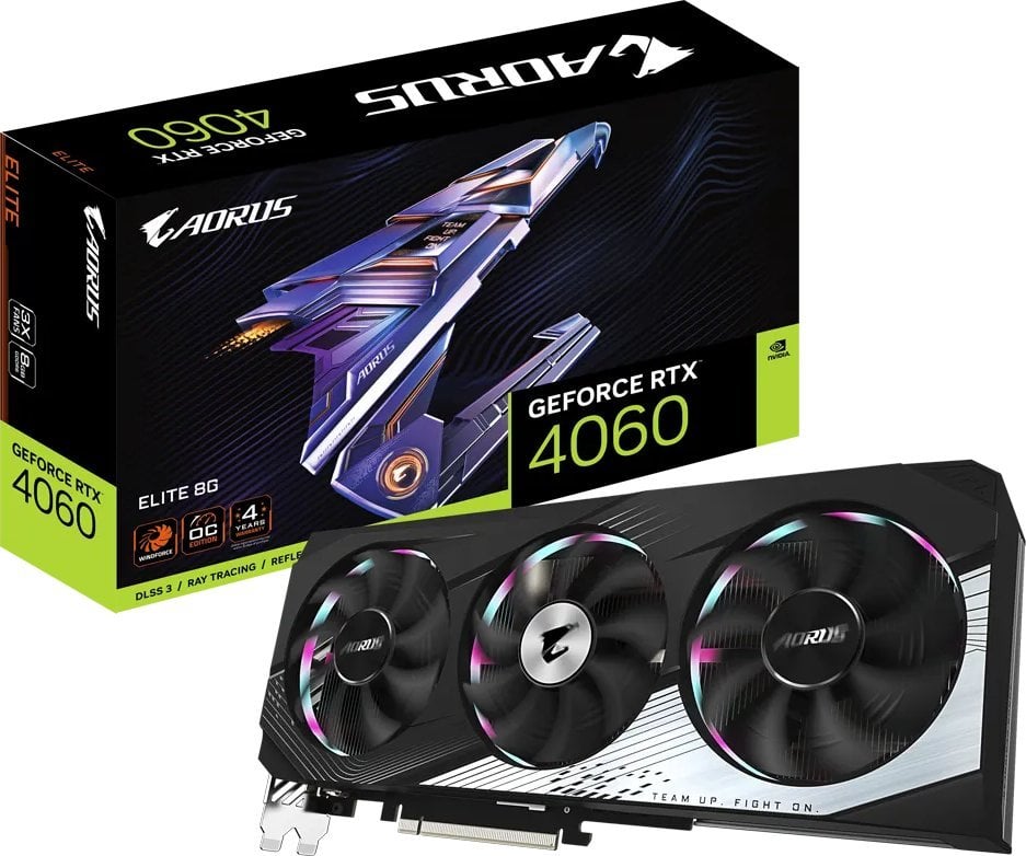Placă grafică Gigabyte Aorus GeForce RTX 4060 Elite 8GB GDDR6 (GV-N4060AORUS E-8GD)