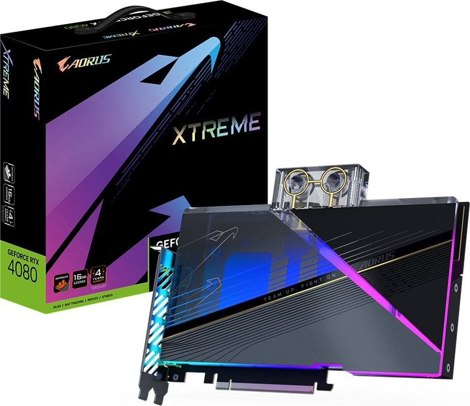 Placă grafică Gigabyte Aorus GeForce RTX 4080 Xtreme Waterforce WB 16GB GDDR6X (GV-N4080AORUSX WB-16GD)