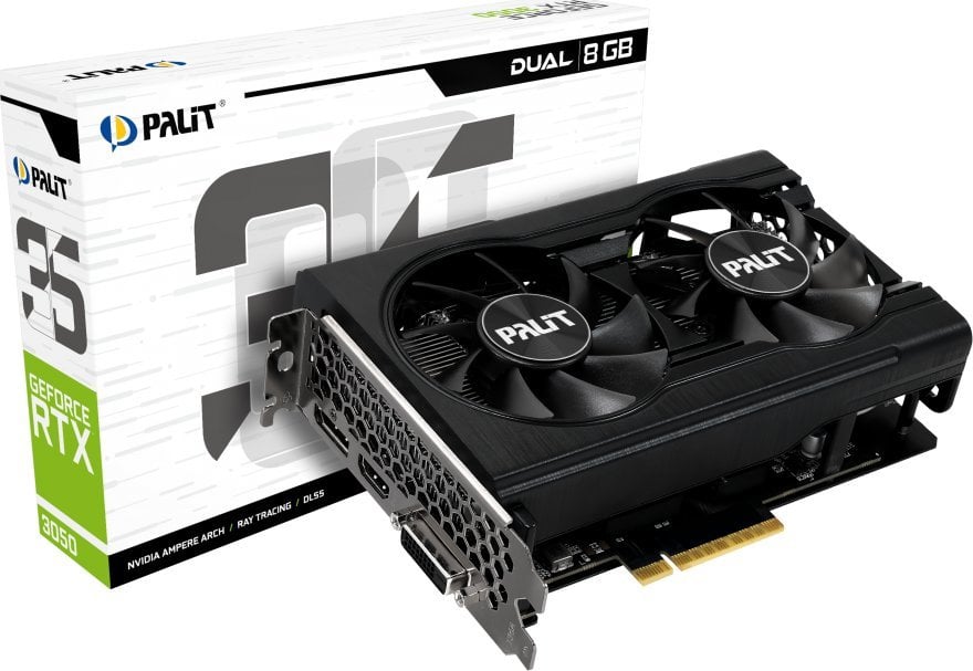 Placă grafică Palit GeForce RTX 3050 Dual 8GB GDDR6 (NE63050018P1-1070D)