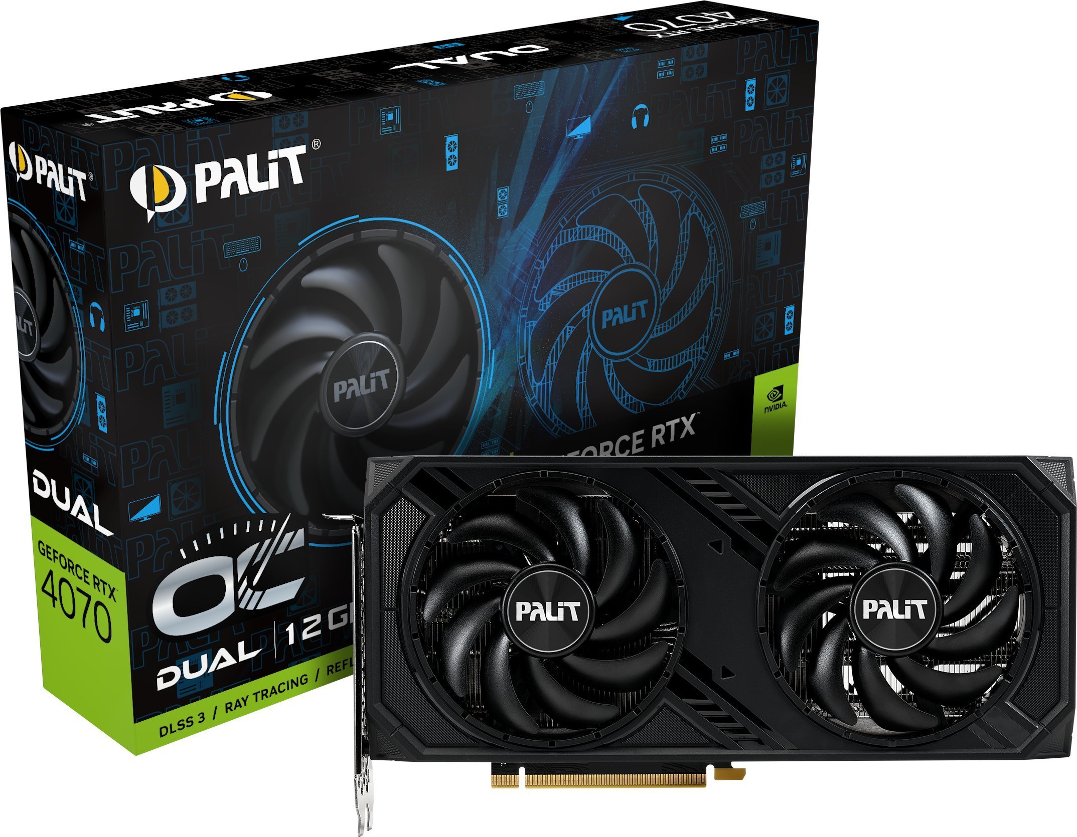 Placă grafică Palit GeForce RTX 4070 Dual OC 12GB GDDR6X (NED4070S19K9-1047D)