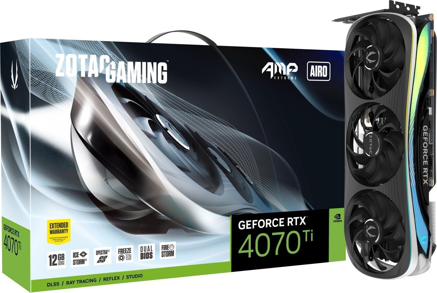 Placă grafică Zotac Gaming GeForce RTX 4070 Ti AMP Extreme AIRO 12GB GDDR6X (ZT-D40710B-10P)