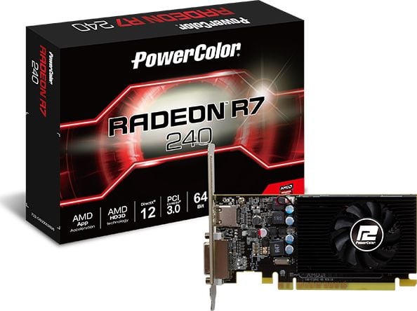 Placa video POWERCOLOR AXR7 240 2GBD5-HLEV2 Radeon R7 240 2GB 64BIT GDDR5, 780 MHz.