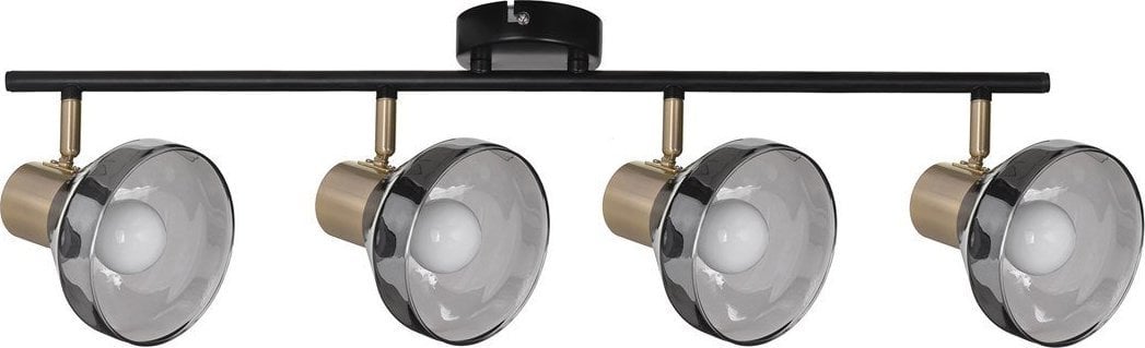 Plafoniera Activejet Bandă de reflectoare cvadruplă Lampă de perete de tavan neagră și aurie Activejet LISA E14 pentru sufragerie