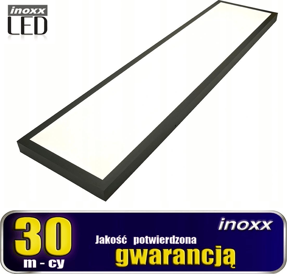 Plafoniera Nvox LED panou de tavan 120x30 36w lampa subtire cufer 6000k rece + cadru montat la suprafata negru