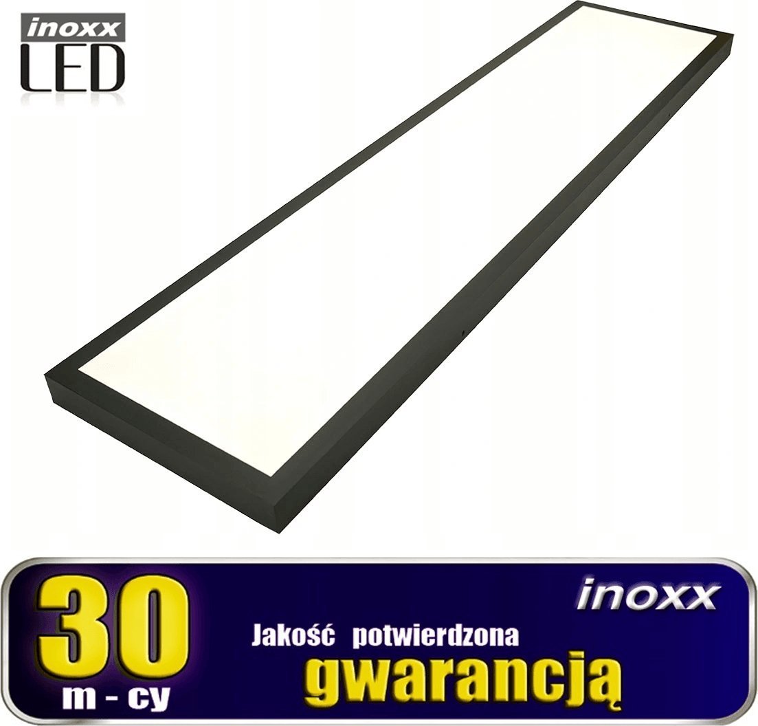 Plafoniera Nvox LED panou de tavan 120x30 48w lampa subtire caseta 3000k cald + cadru montat la suprafata negru