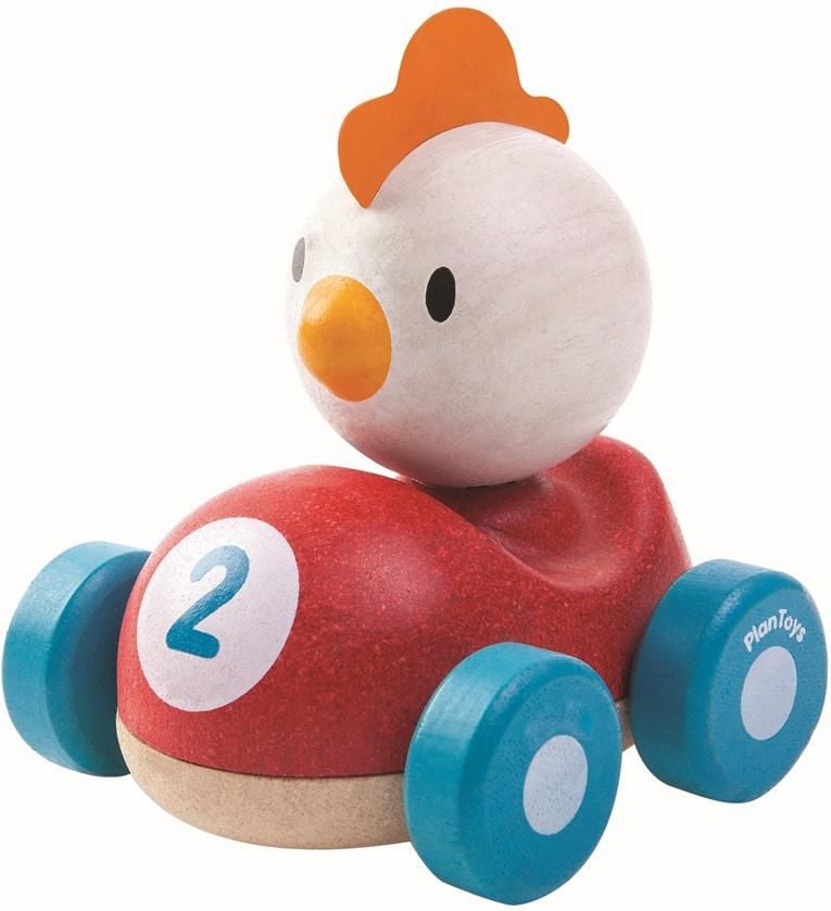 Plan Toys Drewniana wyścigówka kurczak - 212215