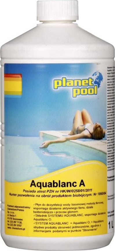 Planet Pool Complexinė skysta baseino vandens priežiūros priemonė Planet Pool Aquablanc, 1l