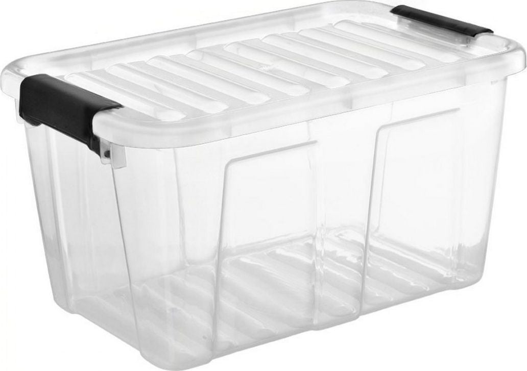 Cutie depozitare Plast Team Home Box cu capac, 31 L, Transparent