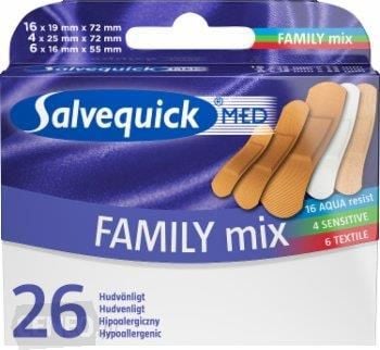 Plasturi Family Mix, Salvequick, 26 buc, 3 dimensiuni